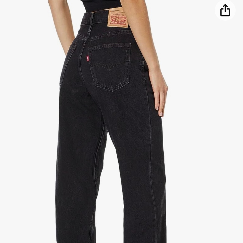 LEVIS '94 BAGGY Women 31X31 Mid Rise Straight Leg Black Denim Jeans NEW